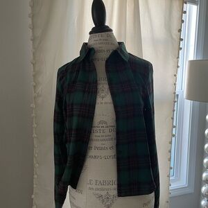 Lulu's Green and Red Plaid Cropped Button Down Shirt